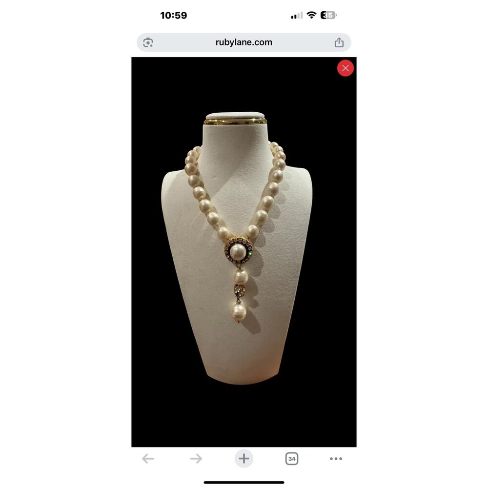 Authentic Vintage Chanel Pearl & Rhinestone Choker Necklace